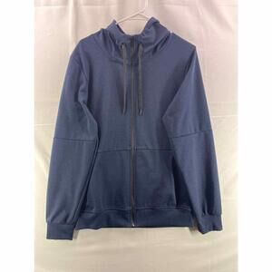Riflessi Men Hoodie Size M Blue Long Sleeve Full Zip Drawstring Pocket Athletic
